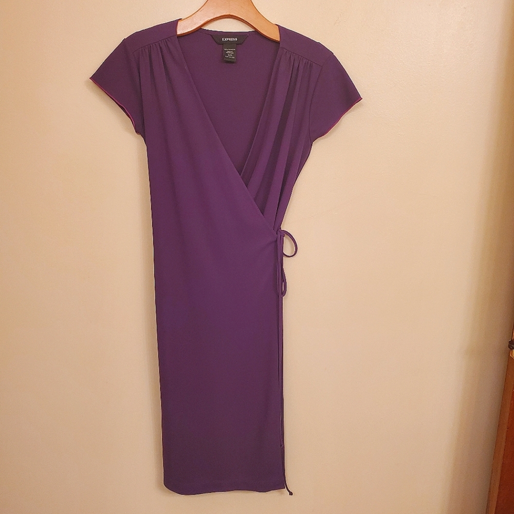 EXPRESS Purple Wrap Dress SIZE 3/4